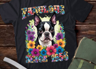 70th Birthday day Fabulous 1956 70 Years Old Boston Terrier Premium T-Shirt ltsp