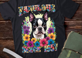 70th Birthday day Fabulous 1957 70 Years Old Boston Terrier Premium T-Shirt ltsp