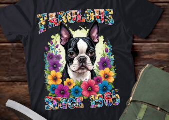 70th Birthday day Fabulous 1965 70 Years Old Boston Terrier Premium T-Shirt ltsp