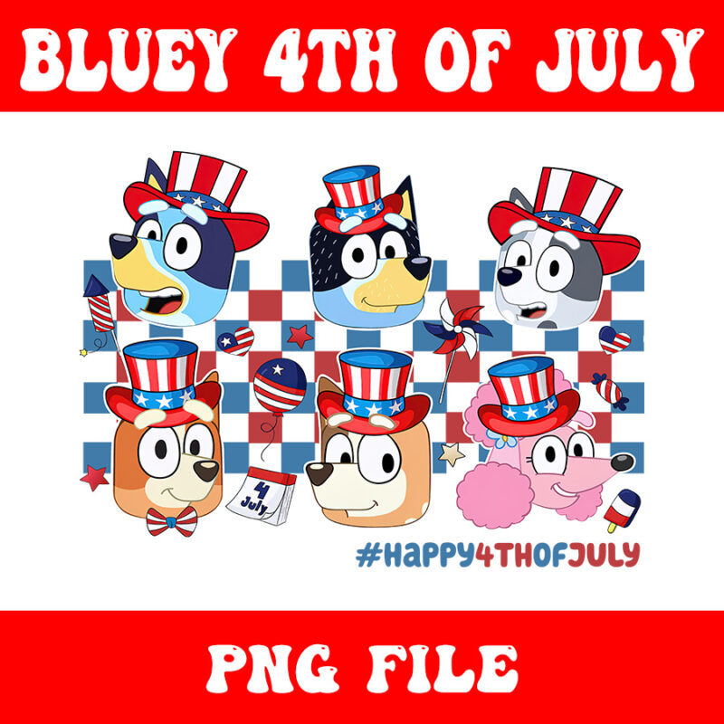 4th Of July Bluey PNG, Happy 4th Of July Bluey PNG