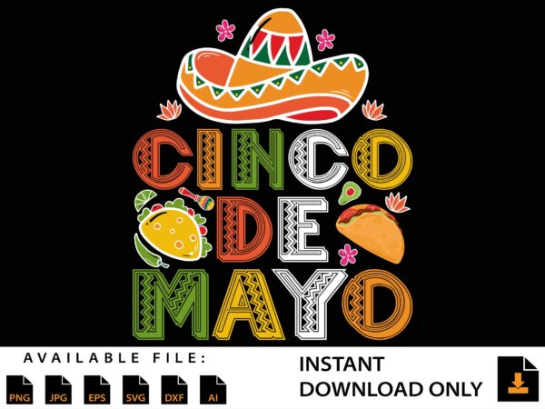 Cinco de mayo mexican taco shirt design