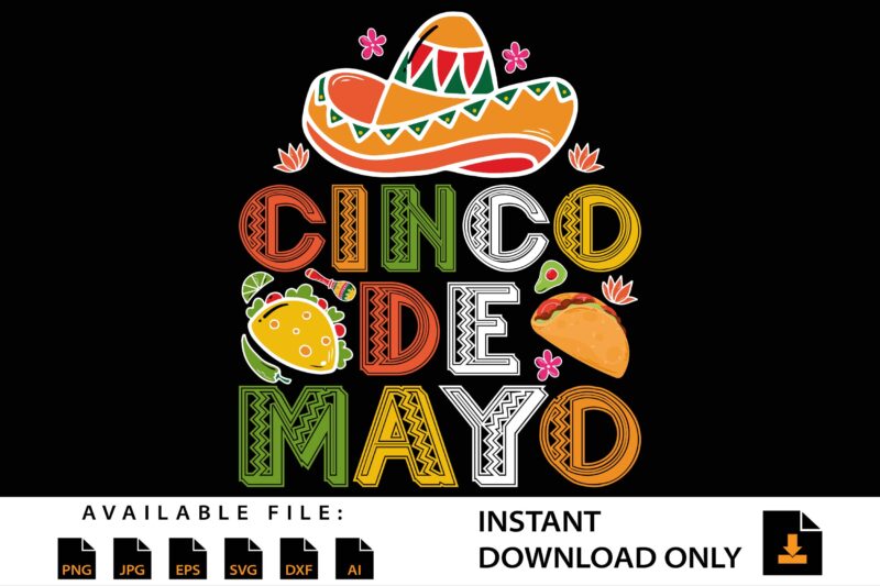 Cinco de Mayo Mexican Taco Shirt Design