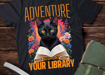 Adventure Begins At Your Library Summer Reading 2024 Cat T-Shirt ltsp