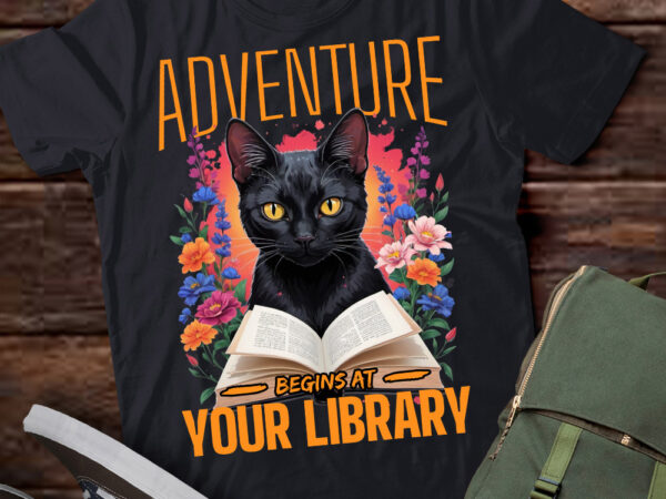 Adventure begins at your library summer reading 2024 cat t-shirt ltsp