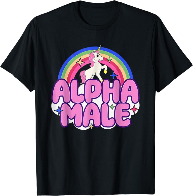 Alpha Male Unicorn Funny Sarcastic Ironic Weird Y2K Humor T-Shirt