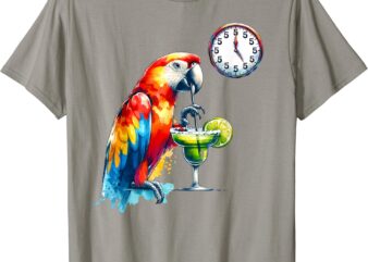 Always 5 O’clock Colorful Parrot Drinking Margarita T-Shirt