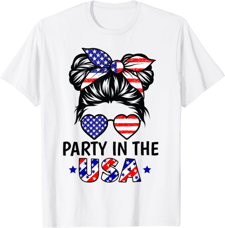 American Flag Party In USA 4th July Patriotic Kids Teen Girl T-Shirt