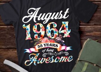 August 1964 55 Years Of Being Awesome 55th Birthday T-Shirt ltsp
