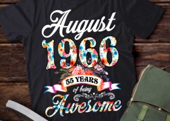 August 1966 55 Years Of Being Awesome 55th Birthday T-Shirt ltsp