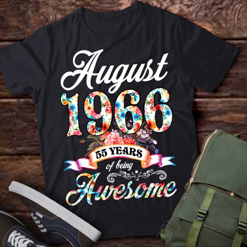 August 1966 55 Years Of Being Awesome 55th Birthday T-Shirt ltsp