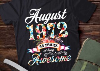 August 1972 55 Years Of Being Awesome 55th Birthday T-Shirt ltsp
