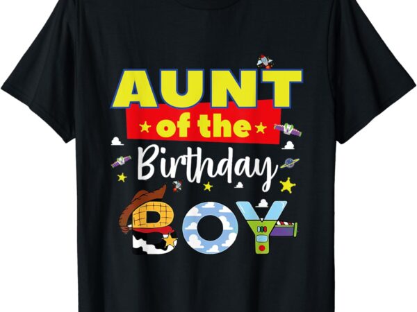 Aunt of the birthday boy toy familly matching story t-shirt