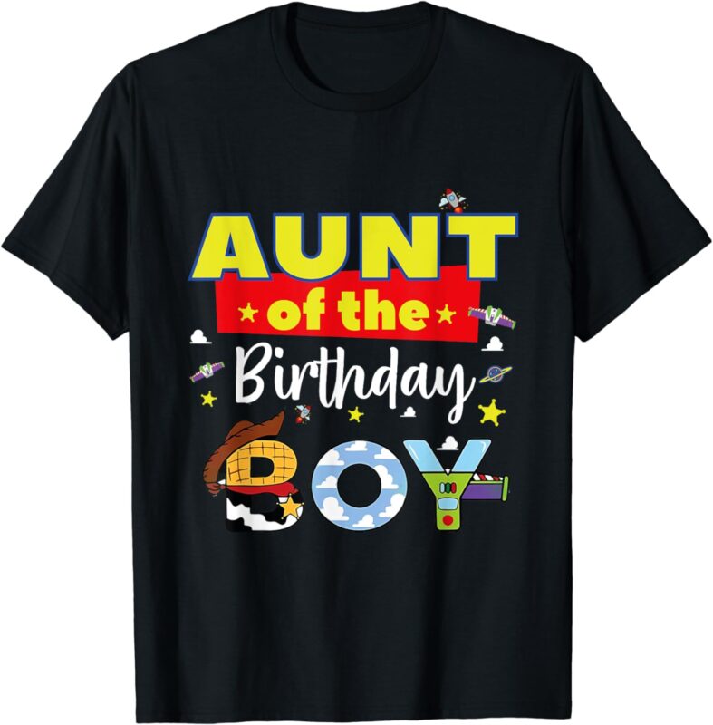 Aunt Of The Birthday Boy Toy Familly Matching Story T-Shirt