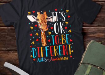 Autism Awareness Giraffe It_s Ok to Be Different Autistic T-Shirt