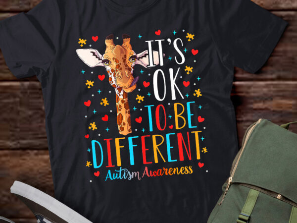 Autism awareness giraffe it_s ok to be different autistic t-shirt