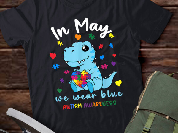 Baby dino autism april we wear blue autism awareness month t-shirt