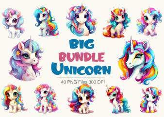 Big bundle of Cute unicorns. TShirt Sticker.