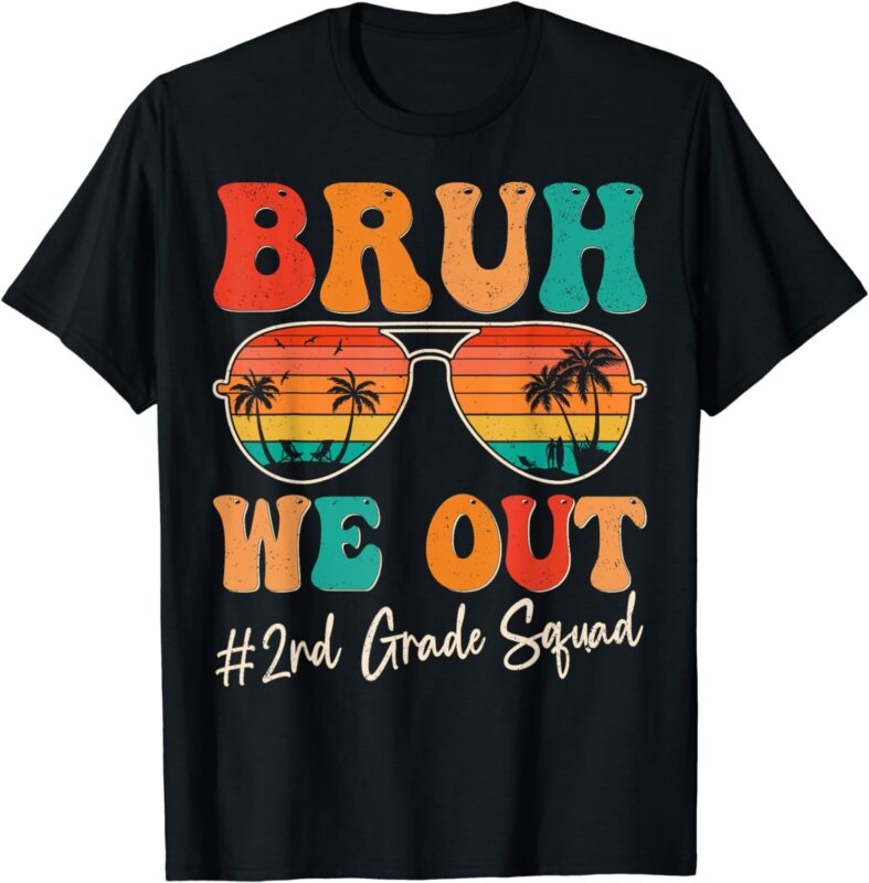 Bruh We Out 2nd Second Grade Squad Retro Last Day Of School T-Shirt