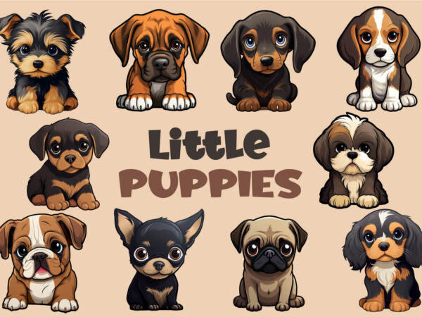 Cartoon little puppies. tshirt sticker.