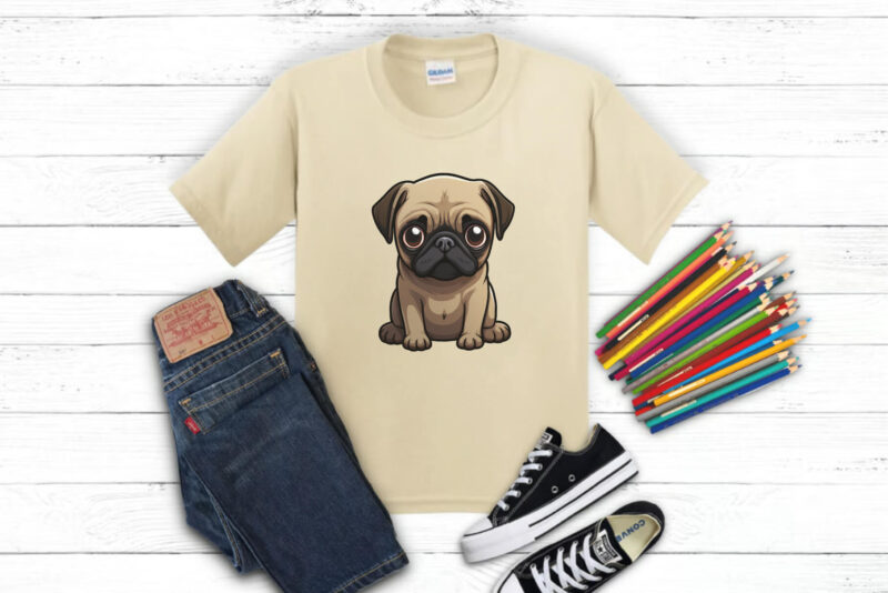 Cartoon Little Puppies. TShirt Sticker.