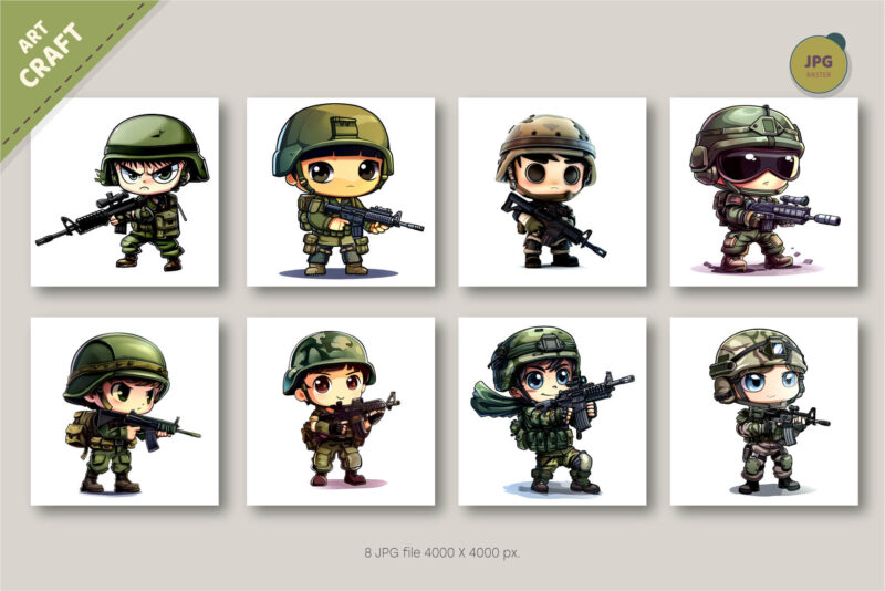 Little Cartoon soldier. TShirt Sticker.