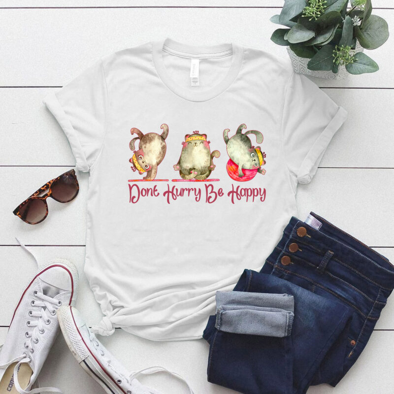 Cat Yoga Dont Hurry Be Happy Men Women Funny Cat Yoga T-Shirt ltsp