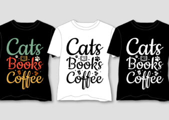 Cats Books Coffee T-Shirt Design