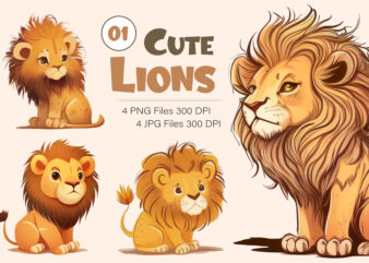 Cute cartoon lions 01. TShirt Sticker.