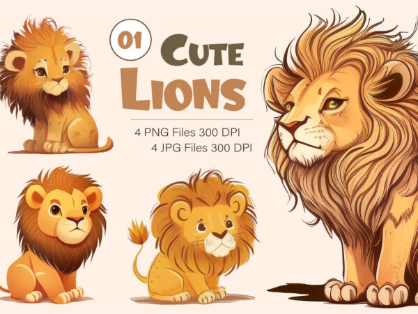 Cute cartoon lions 01. tshirt sticker.