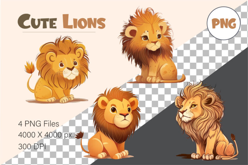 Cute cartoon lions 01. TShirt Sticker.