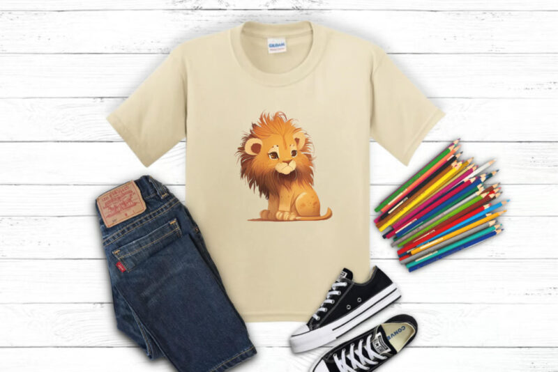 Cute cartoon lions 01. TShirt Sticker.