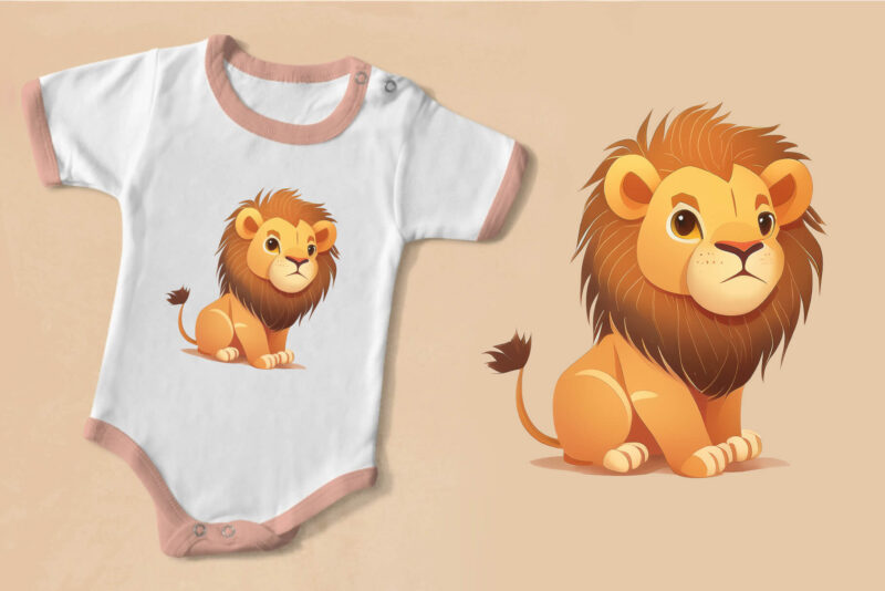 Cute cartoon lions 01. TShirt Sticker.