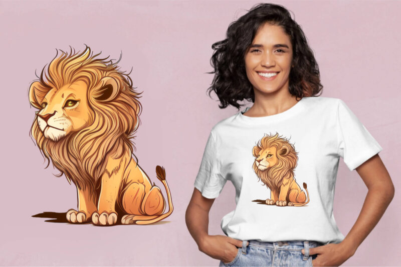 Cute cartoon lions 01. TShirt Sticker.