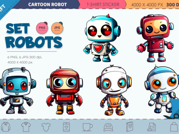 Cute cartoon robot. t-shirt, sticker.