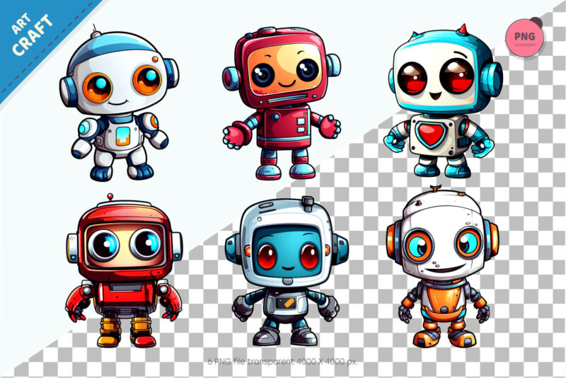 Cute cartoon robot. T-Shirt, Sticker.