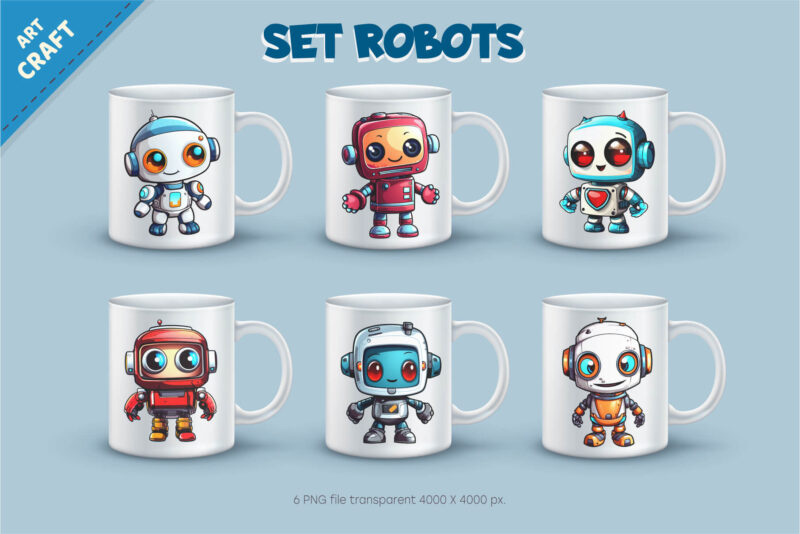 Cute cartoon robot. T-Shirt, Sticker.