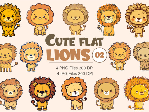 Cute flat lions 02. tshirt sticker.