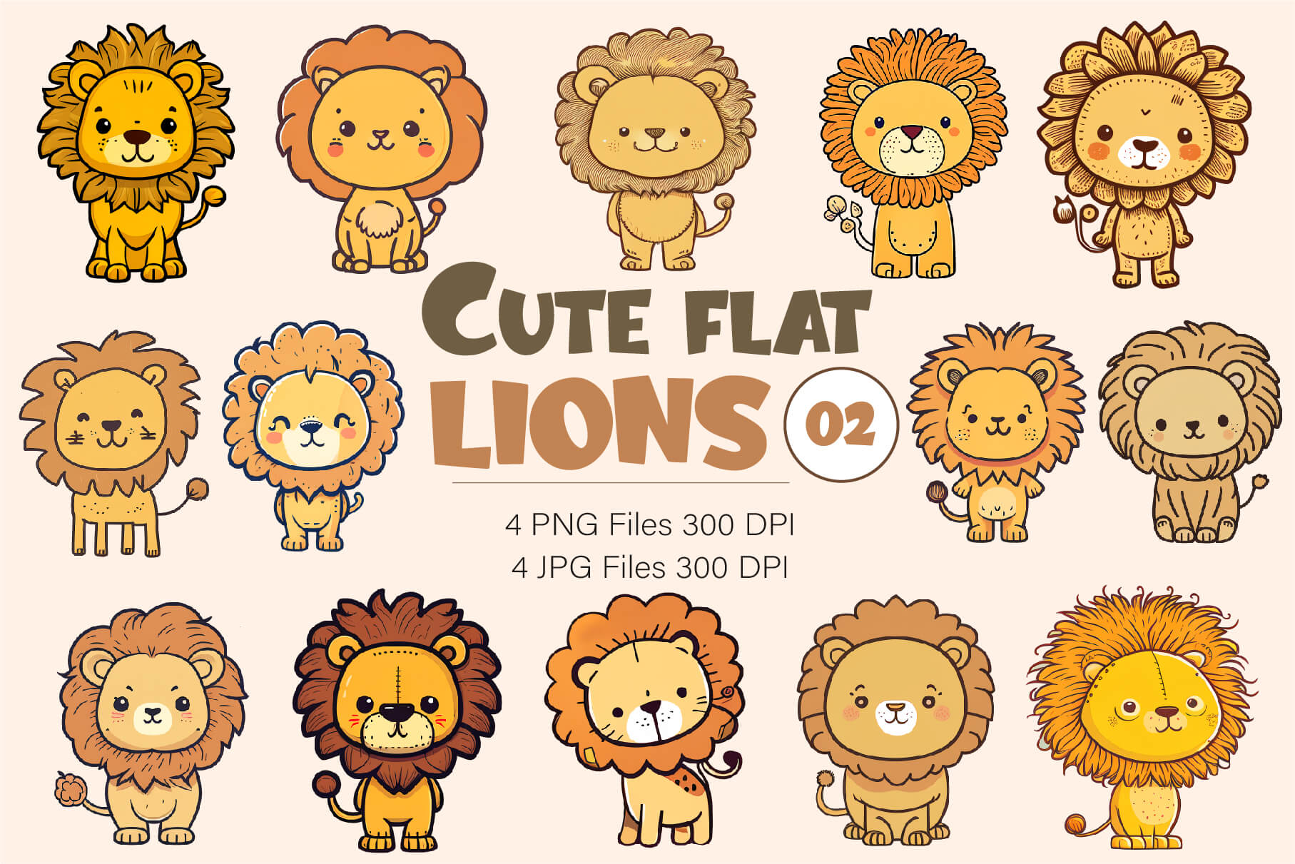 Cute Flat Lions 02. Tshirt Sticker. - Buy T-shirt Designs