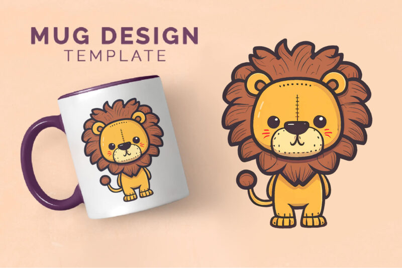 Cute flat lions 02. TShirt Sticker.