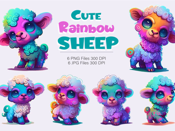 Cute rainbow sheep. tshirt sticker.