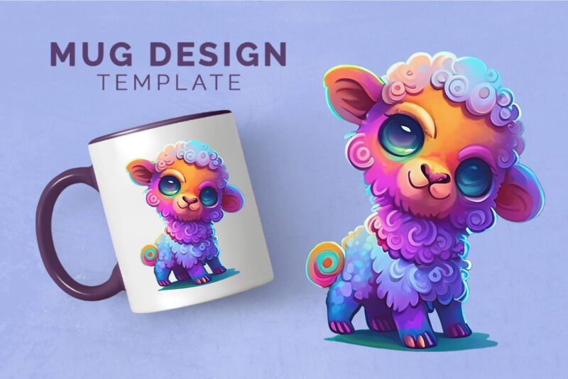 Cute rainbow sheep. TShirt Sticker.