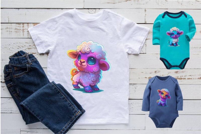 Cute rainbow sheep. TShirt Sticker.