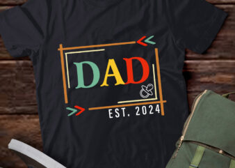 Dad Est 2024 New Dad Gift for Dad Anniversary Father Men T-Shirt PN
