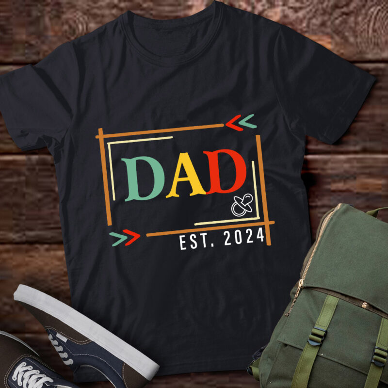 Dad Est 2024 New Dad Gift for Dad Anniversary Father Men T-Shirt PN