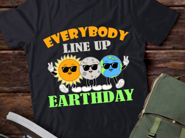 Earthday everybody line up sun moon earth kid men women t-shirt pn