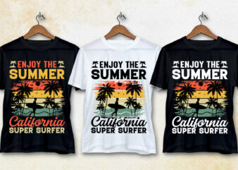 Enjoy The Summer California Super Surfer T-Shirt Design