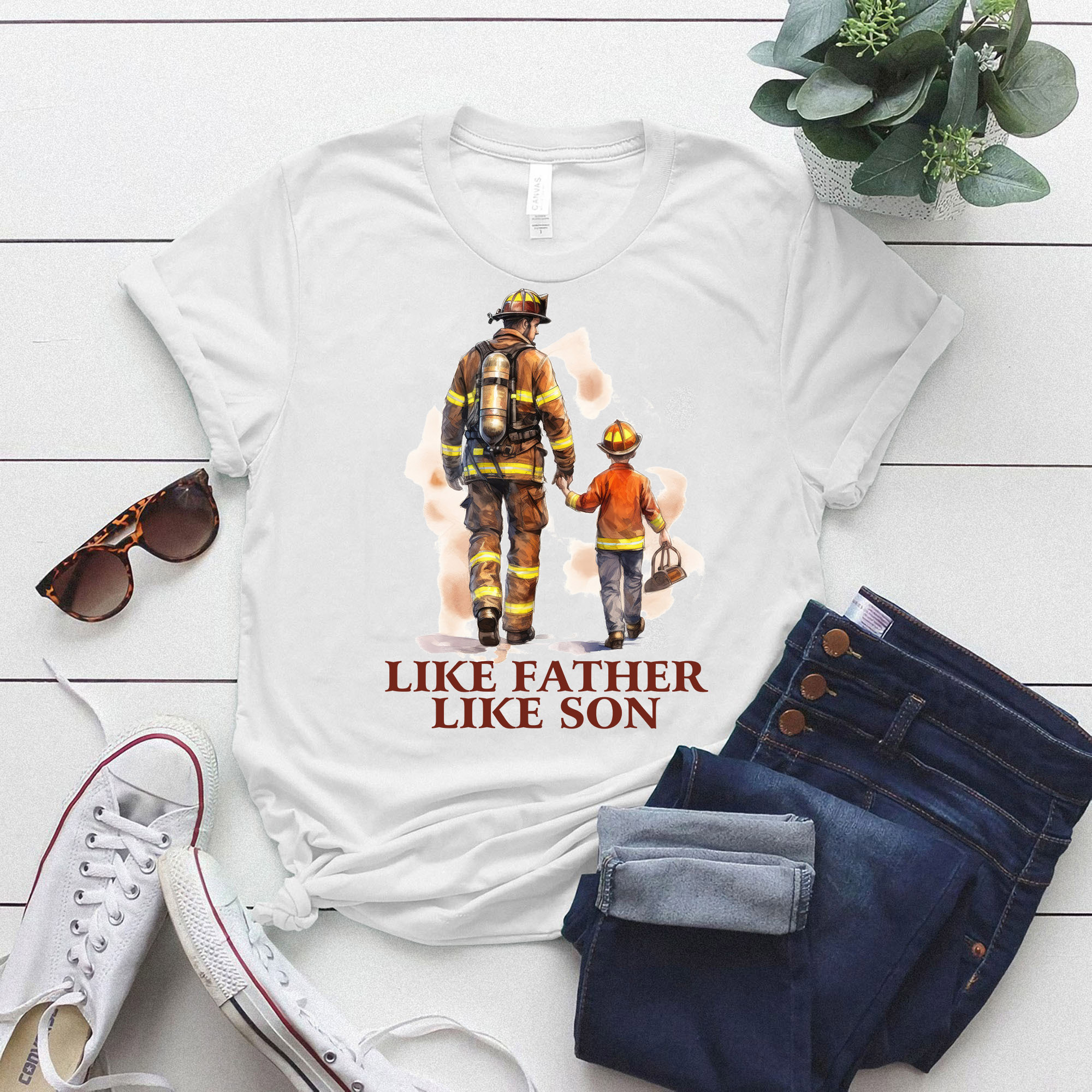 Firefighter Dad Fireman Father Son Father's Day T-Shirt ltsp - Buy t ...