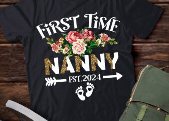 First Time Nanny Est 2024 Promoted To New Baby Shower Party Mother’s Day T-Shirt ltsp