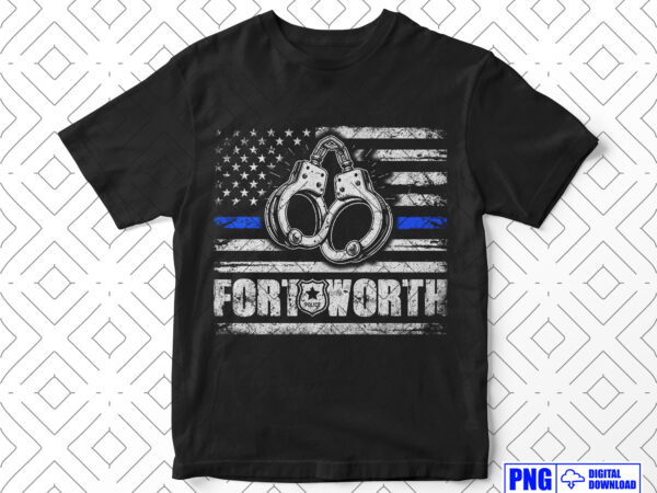 Policeman blue line usa flag police officer support shirt png, fort worth cop gifts, 4th of july patriotic distressed png, badge clipart