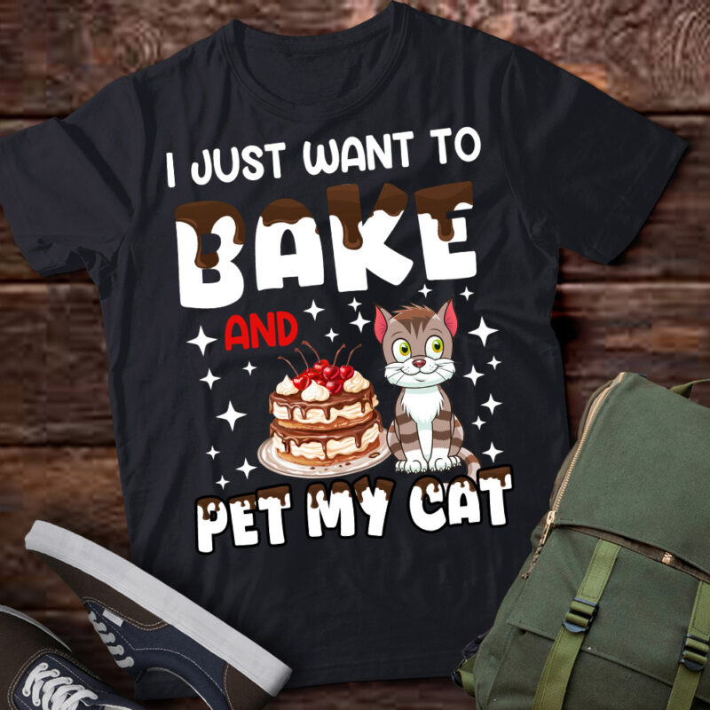 Funny Cat Baking Design Men Women Cake Baker Baking Lover T-Shirt ltsp